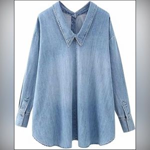 EUC Zara size M reverse denim top